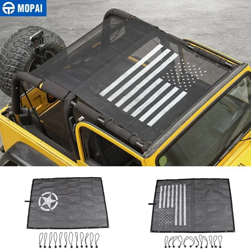 

MOPAI Car Top Sunshade Cover for Jeep Wrangler TJ 1997-2006 Car Trunk Roof Anti UV Sun Protect Insulation Hammock Bed Rest Net