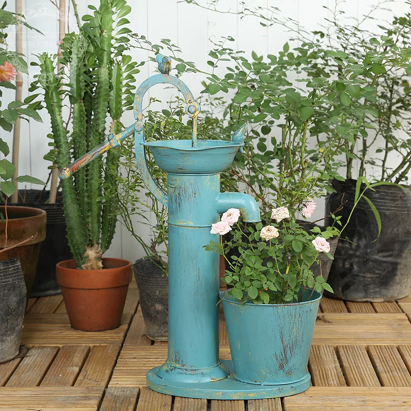 

zq American Country Retro Iron Art Balcony Outdoor Garden Terrace Window Flower Shop Creative Furnishings