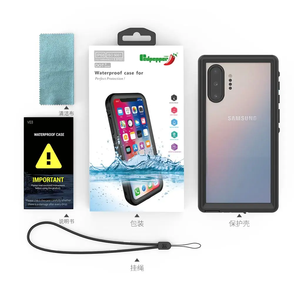 

Waterproof Case For Samsung Galaxy Note 10/ Note 10 Plus ShockProof Case Swimming Diving photography Coque Cover Underwater Case