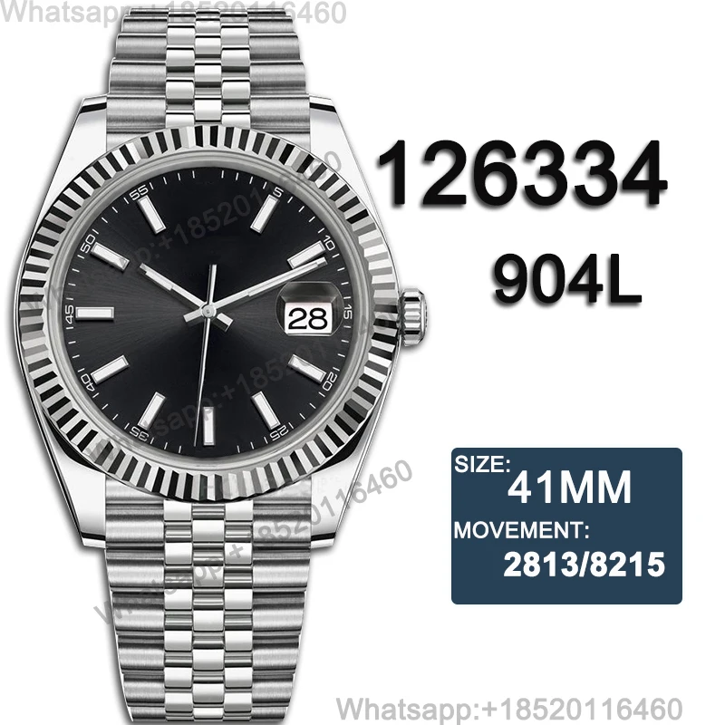 

Мужские автоматические механические часы DateJust 41 мм 126334 AAA Реплика 904L из нержавеющей стали Роскошные брендовые водонепроницаемые часы для м...
