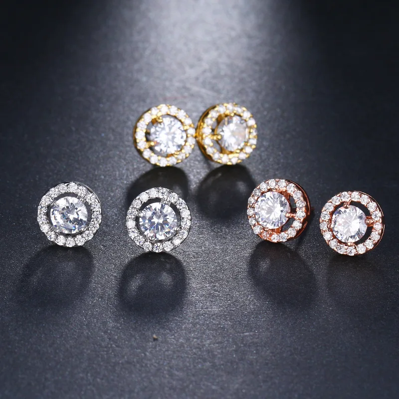

Ekopdee 2021 New Luxury White Zircon Stud Earrings For Women Fashion Elegant Silver Color Earring Female Wedding Jewelry Gift
