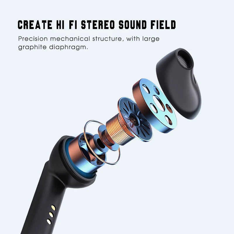 

V2S Wireless Earbuds Headphones Touch Control 1800mAh LED Display Charging Case[As Power Bank]HD Stereo Built-in Mic in-Ear