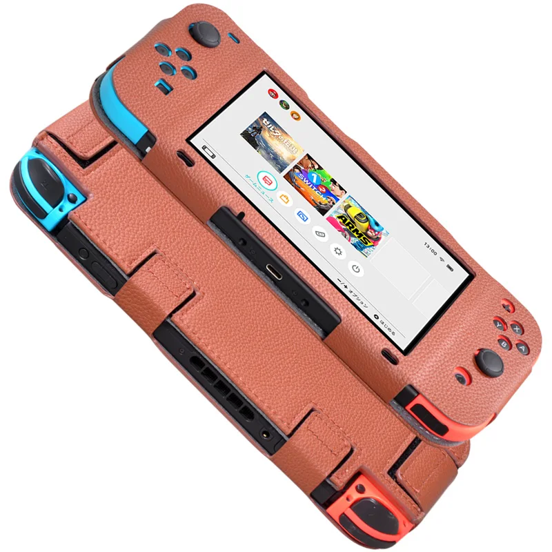 Подходит для nintendo сумка switch защитный чехол Роскошный из искусственной кожи крышка контроллера - Цвет: Brown