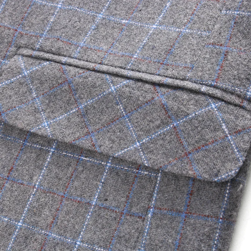 

MOGU Men's Plaid Blazer Two-pieces Two Button Slim Wedding Dress for Man Fashion Casual Suits Jacket Large Size 5XL for 2 Colors