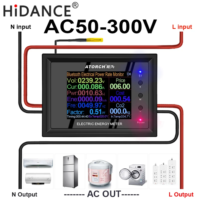 Voltímetro Digital Amperímetro Medidor de Voltagem Teste Wattímetro 30a 100a Medidores de tensão