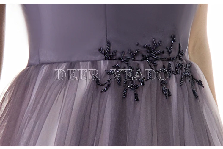 DEERVEADO Robe De Soiree линия открытая спина бисерное вечернее платье длинное официальное вечернее платье Тюль элегантное вечернее платье YS456