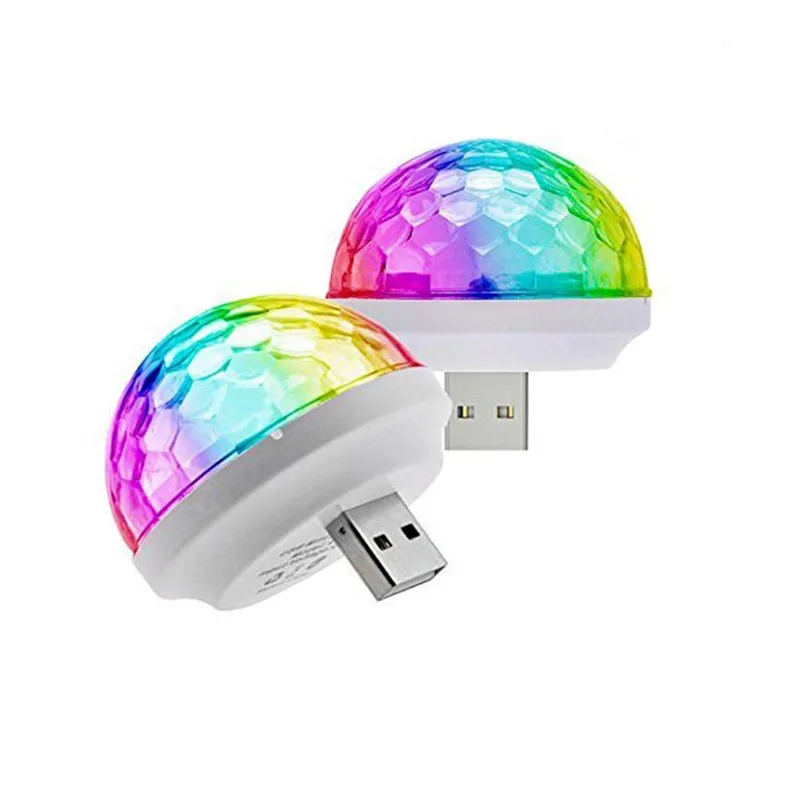 Мини светодиод машины USB атмосферный Свет Голосовое управление Кристалл