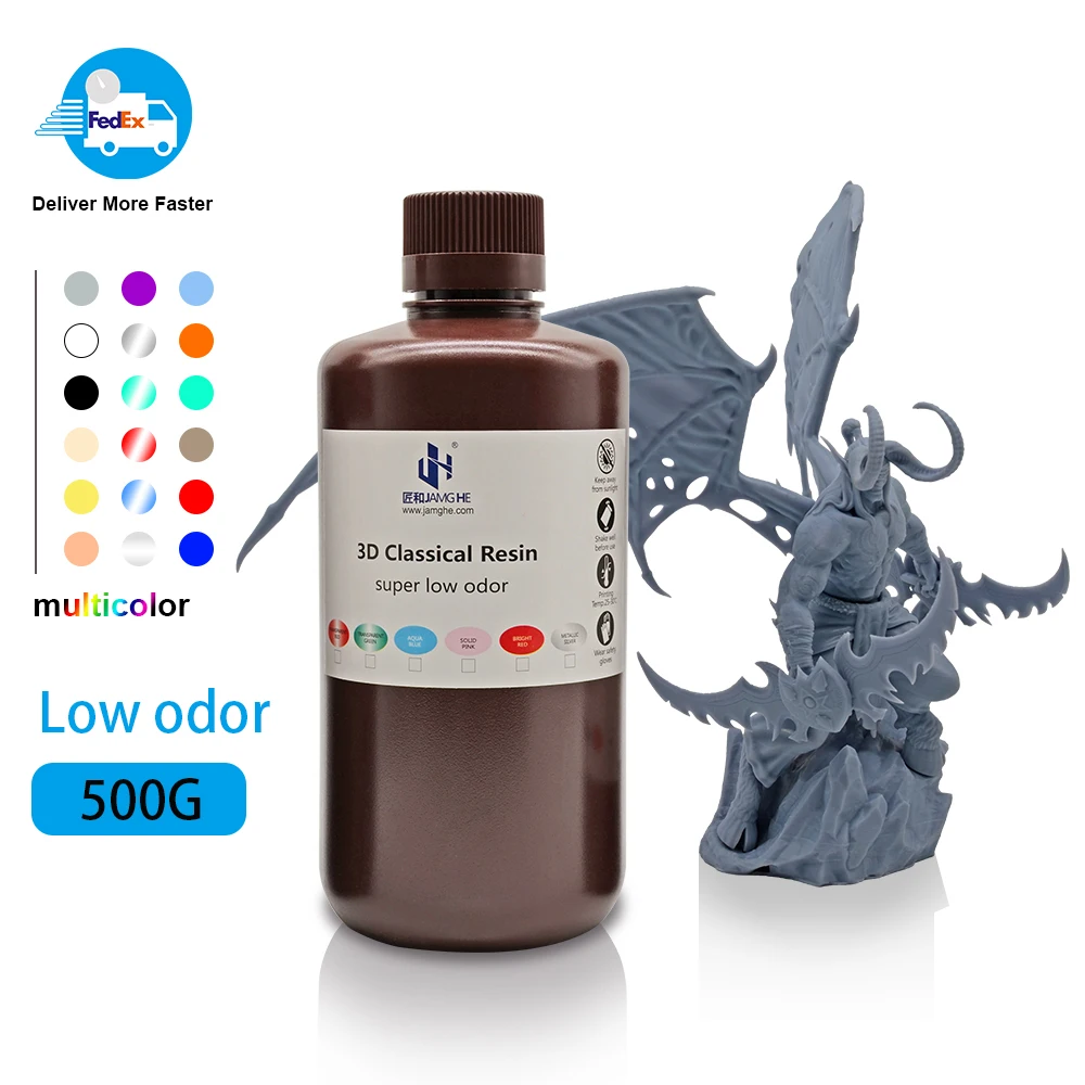 

JAMGHE 500g Low Odor Tough Resin High Precision 405nm For 3d Printer Anycubic Mono 3D Large Volume Printer Sublimation Blanks