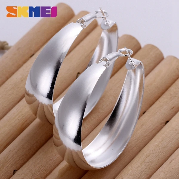 

SKMEI 925 Sterling Silver Hoop Earrings For Women Round Circle Earrings Fashion Jewelry Wholesaler CE018