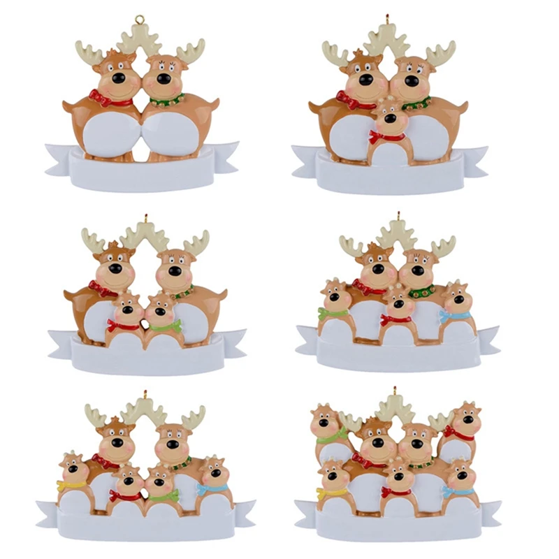 

Подвесные персонализированные украшения для рождественской елки в виде семьи оленей для праздника, вечеринки, новогодние подарки, украшен...