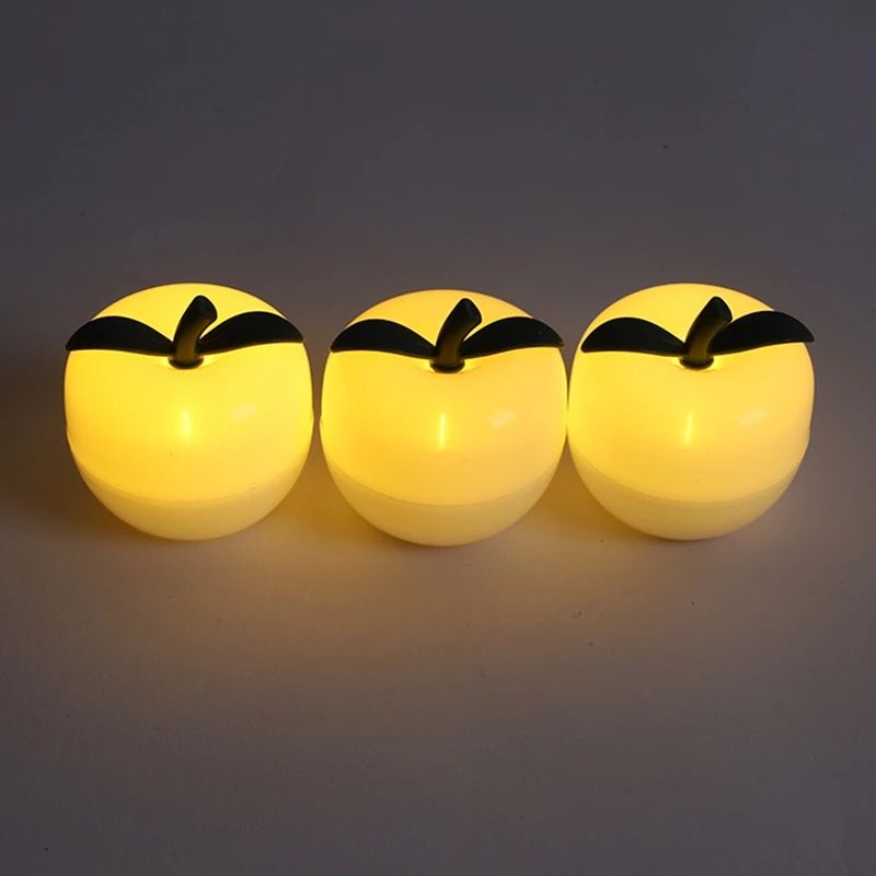 

New 12pcs Christmas Apple-Shaped Light Electronic Candle Light Party Party LED Light (with Battery)Holiday Cute Shape Lighting