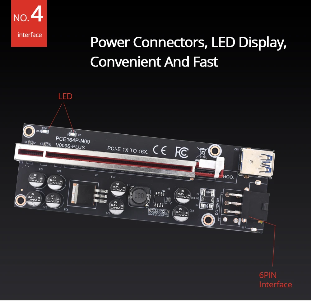 1 10 шт. TISHRIC новейший PCIE Riser 009s Plus Майнер супер версия x16 PCI Экспресс расширения