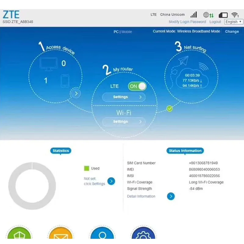 Wi-Fi  ZTE 4G MF283 MF283u   LTE     Wi-Fi