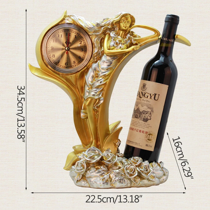 

Multifunction Wine Rack With Clock Living Room Decoration Beauty Sculpture Resin Crafts Home Decoration Ornaments Bookcase Decor