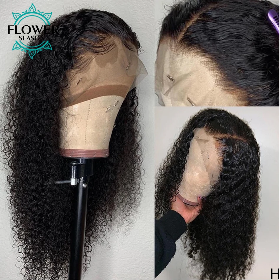 Harga Wig Keriting 13X6 Renda Depan Rambut Manusia Remy Wig Frontal Renda HD Transparan Brasil 180% Knot Dikelantang Musim Bunga