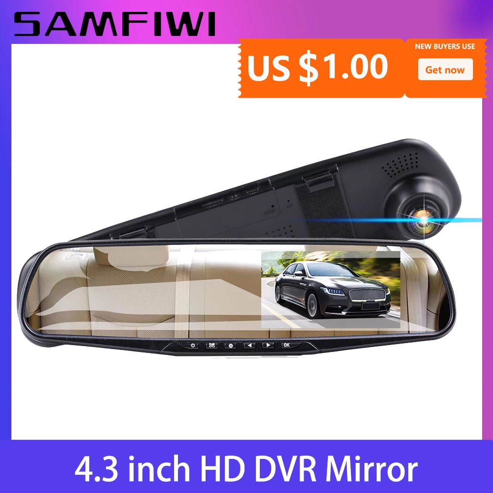 

Full HD 1080P Dash Cam Car Dvr Camera Auto 4.3 Inch Rearview Mirror dash Digital Video Recorder Dual Lens Registratory Camcorder