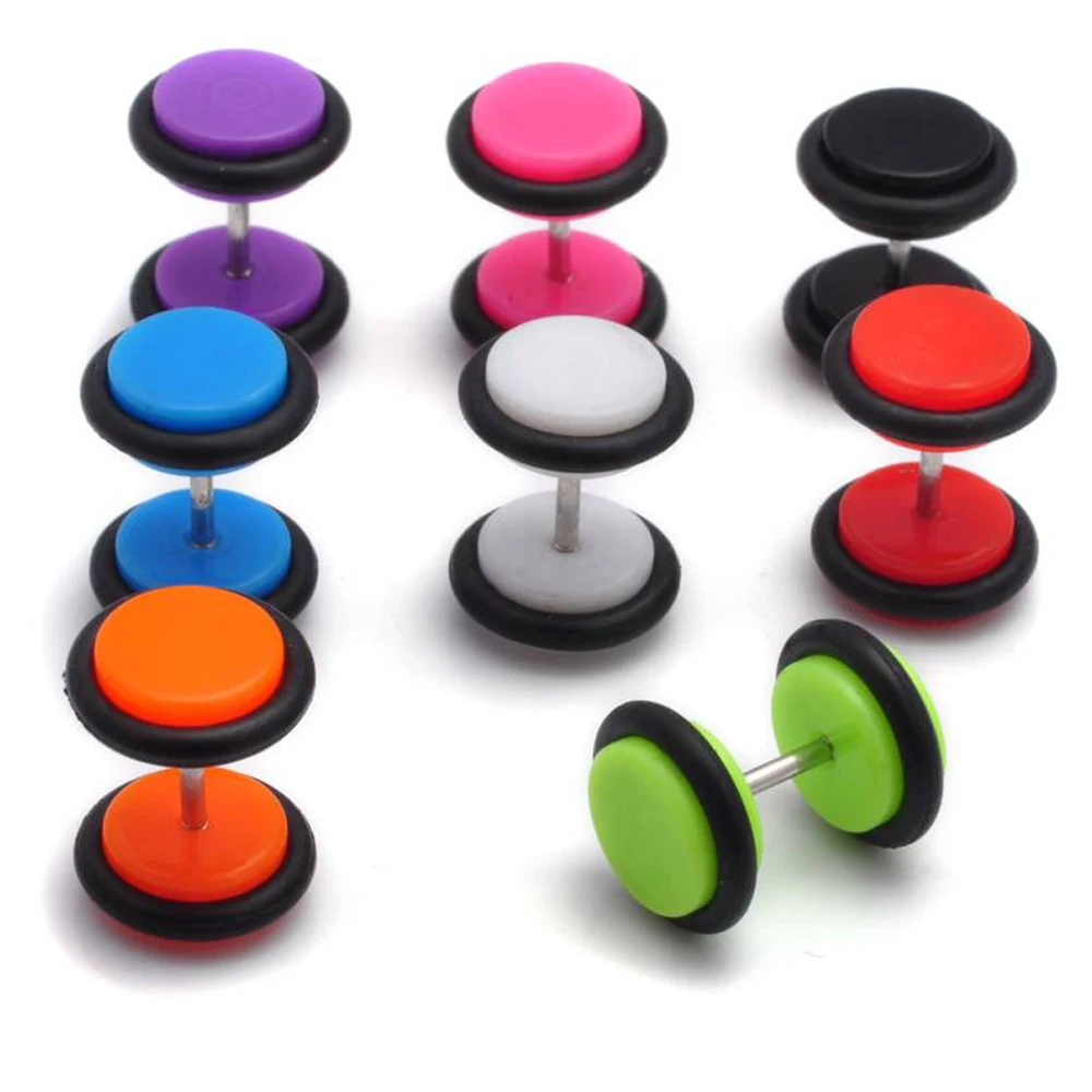 2 шт Акриловые Поддельные жук Носилки расширитель вилка серьги-гантели 8 мм