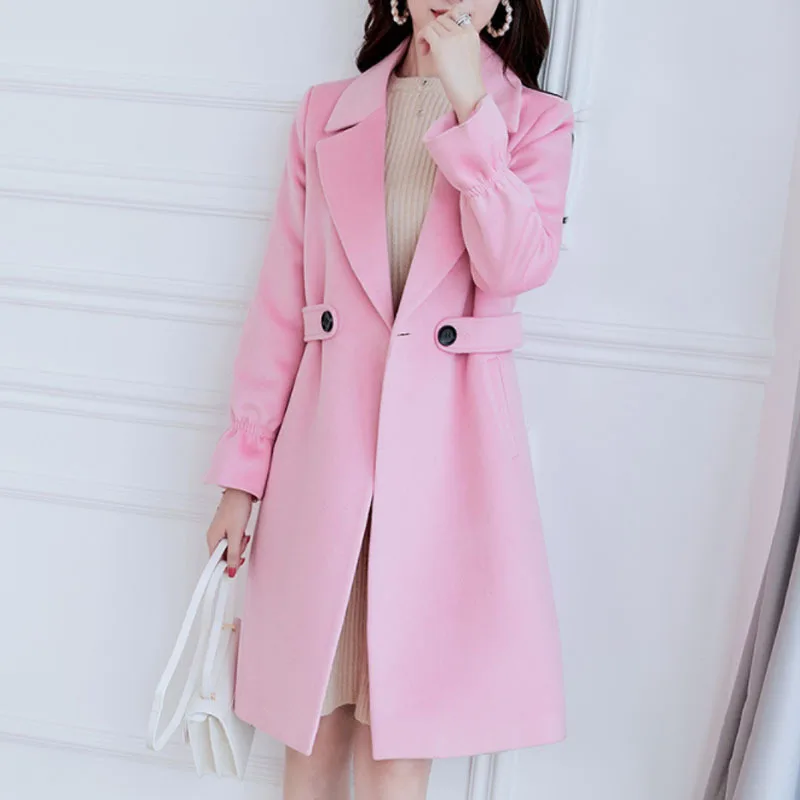 Новинка тонкая шерстяная куртка Женская ветровка на одной пуговице модная