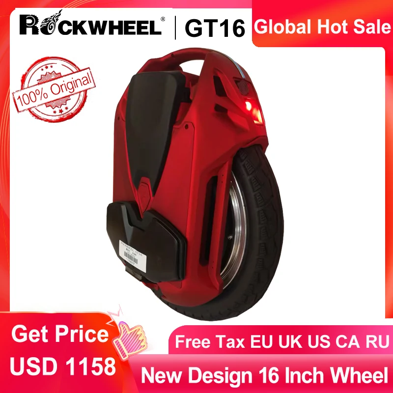 2020 Rockwheel GT16 Электрический Одноколесный велосипед 40 + км/ч 858WH/1036WH 84V 2000W мотор 16