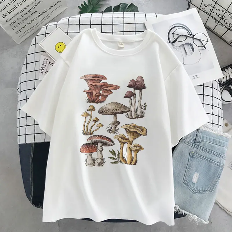 

Colorful Mushroom Graphic Print Women T-shirt Casual Female Harajuku Street Tops Tees Short sleeve fashion Street female Tshirt