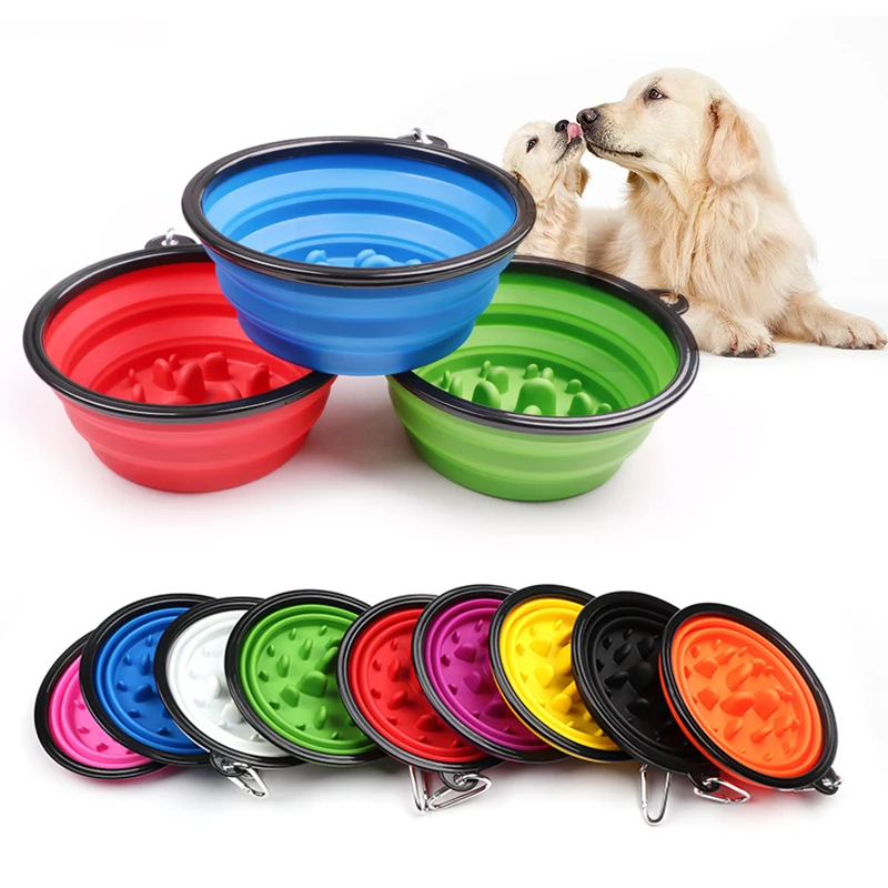 

Portable Dog Slow Feeder Bowl Collapsible Pet Slow Eating Bowl Foldable Dog Feeder B88