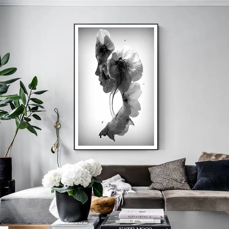 Современная Красота в цветочном принте на холсте без рамки настенная живопись