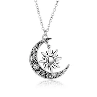 steampunk gothic crescent moon sun necklaces pendant collar chain choker vintage bronze for women jewelry hip hop gifts bijoux