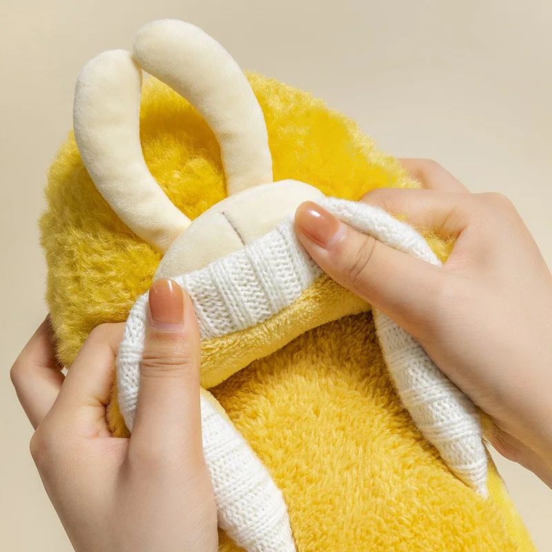 Non-slip Men Women Soft Shoes Floor Slippers Cotton Home Shoes Winter Women Slippers Couples Lovers Wool Warm Plush Indoor