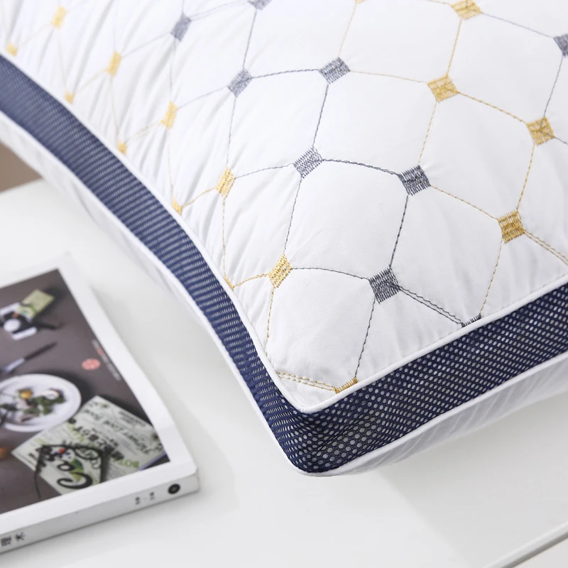 Premium Bed Pillow Top Quality Brand Design Soft White Goose Down for Neck Protection Cotton Cover | Дом и сад