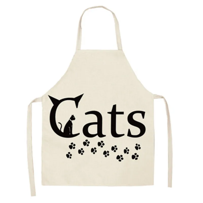 Cartoon Cat printing Apron Cotton and linen Creative Antifouling modern Simple living room clean kitchen Cooking oil-proof apron | Дом и сад