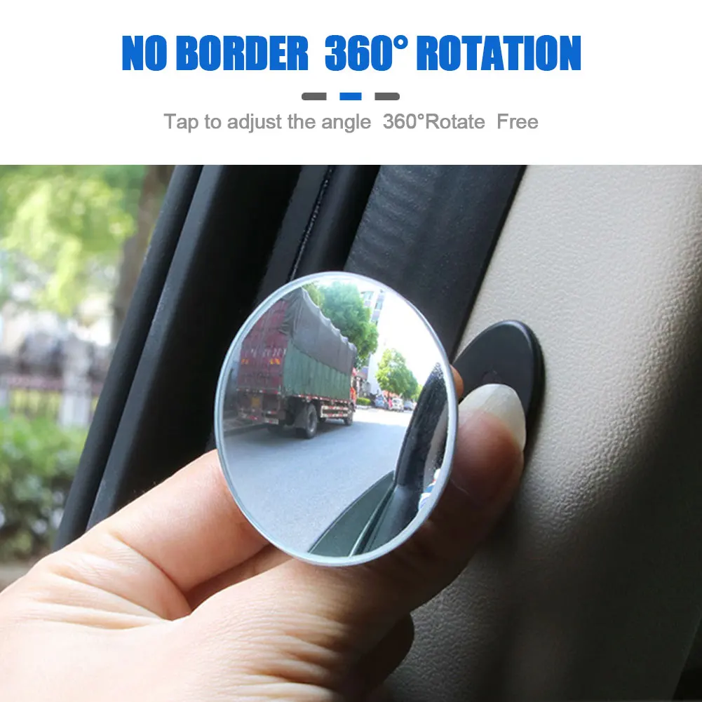 

360 Degree HD Blind Spot Mirror For Car Reverse Frameless Ultrathin Wide Angle Round Convex Rear View Mirror Car Accessories