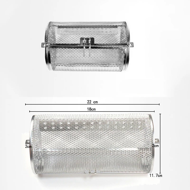 

Stainless Drum Grilled Cage BBQ Grill Oven Rotated Roaster Drum Peanut Coffee Bean Basket Kitchen Dining For Home Accessories