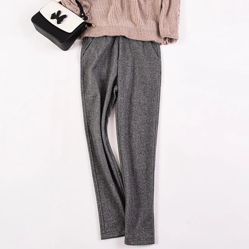 

2020 New Woolen Harem Pants Women Spring Autumn Fashion Casual Ankle-length Trousers Female High Waist Loose Pants Plus size