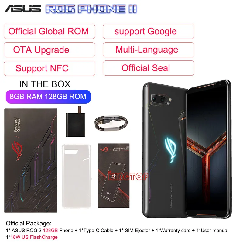 Мобильный телефон ASUS ROG Phone 2 с глобальной прошивкой 6,59 ”8G 128G Snapdragon 855 Plus 2,96 Ghz 48MP Android 9 6000mAh NFC игровой телефон