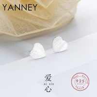 yanney 2022 trendy silver color plain heart shaped stud earrings woman fashion simple wedding jewelry accessories