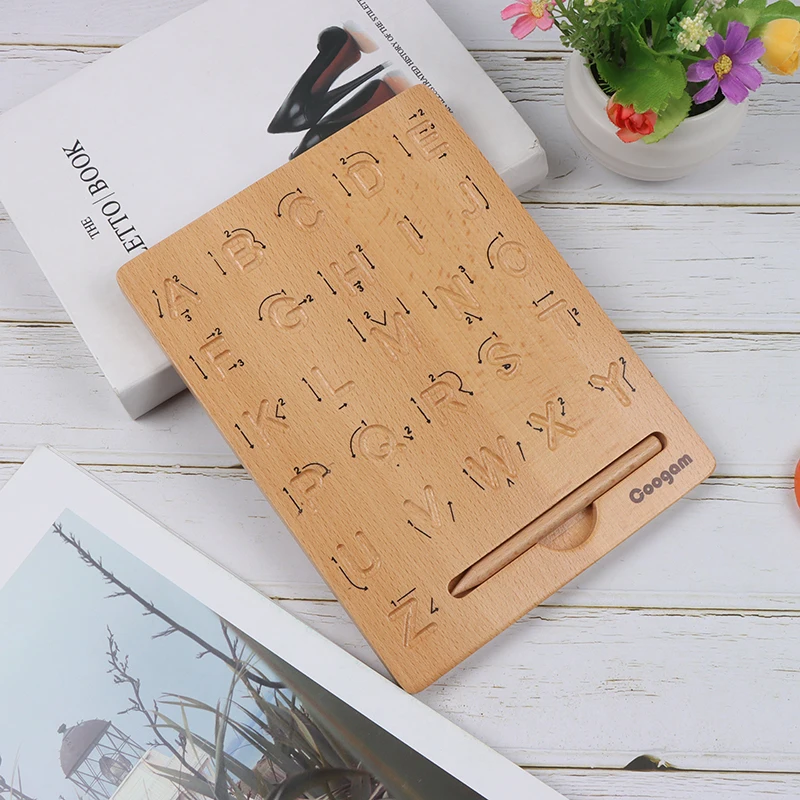 

Детская Доска для отслеживания алфавита Монтессори, Развивающие деревянные игрушки, графический трек для детей, письма, письма, Цифровое об...