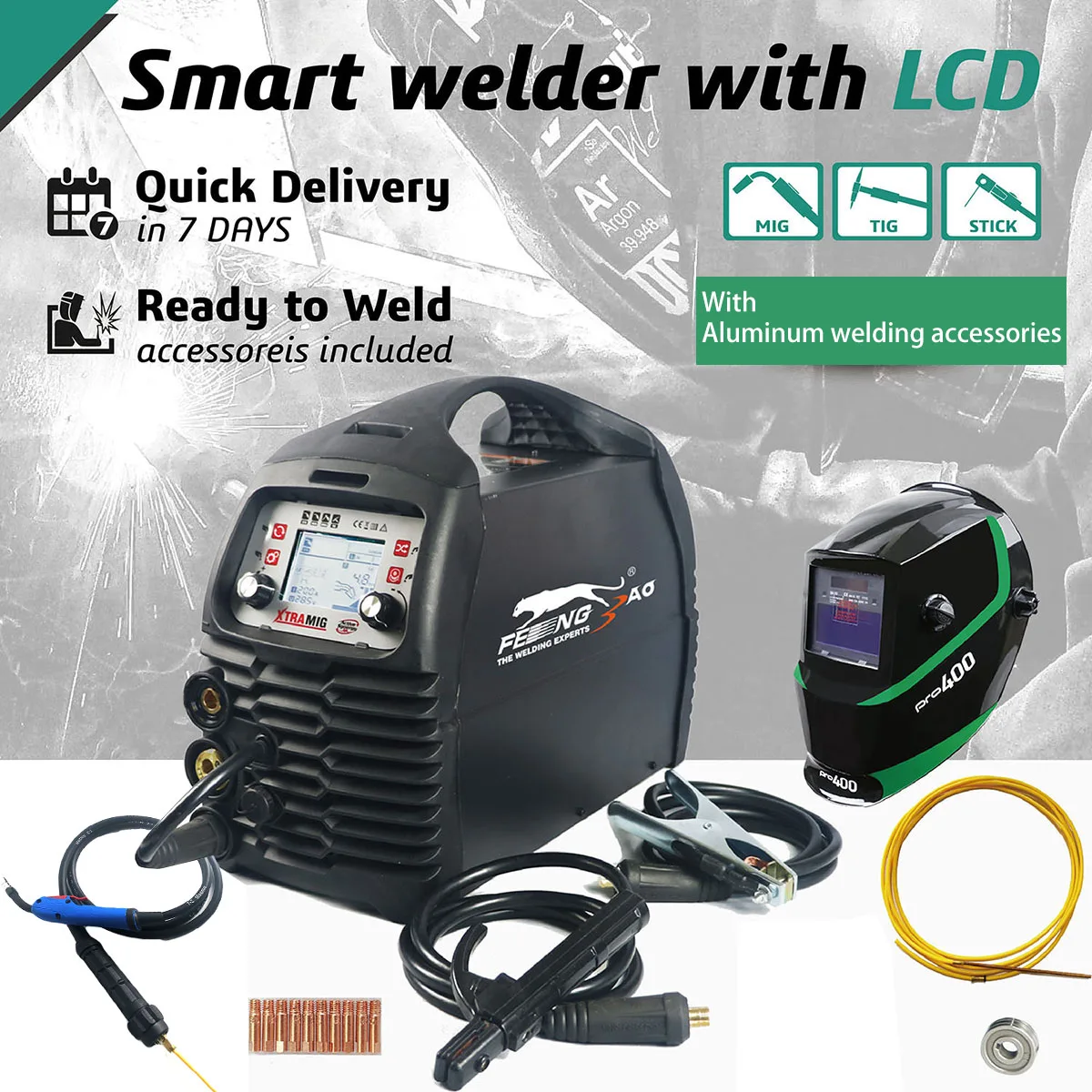 

XTRAMIG 4 in 1 MIG MAG MMA TIG Welder 200 Amps Arc CO2 NO GAS Welding Machine with Aluminum Welding Accessories