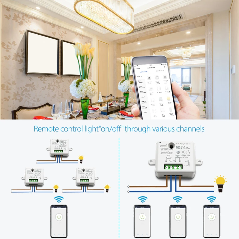 Умный дом WiFi переключатель мини релейный модуль Tuya приложение дистанционное
