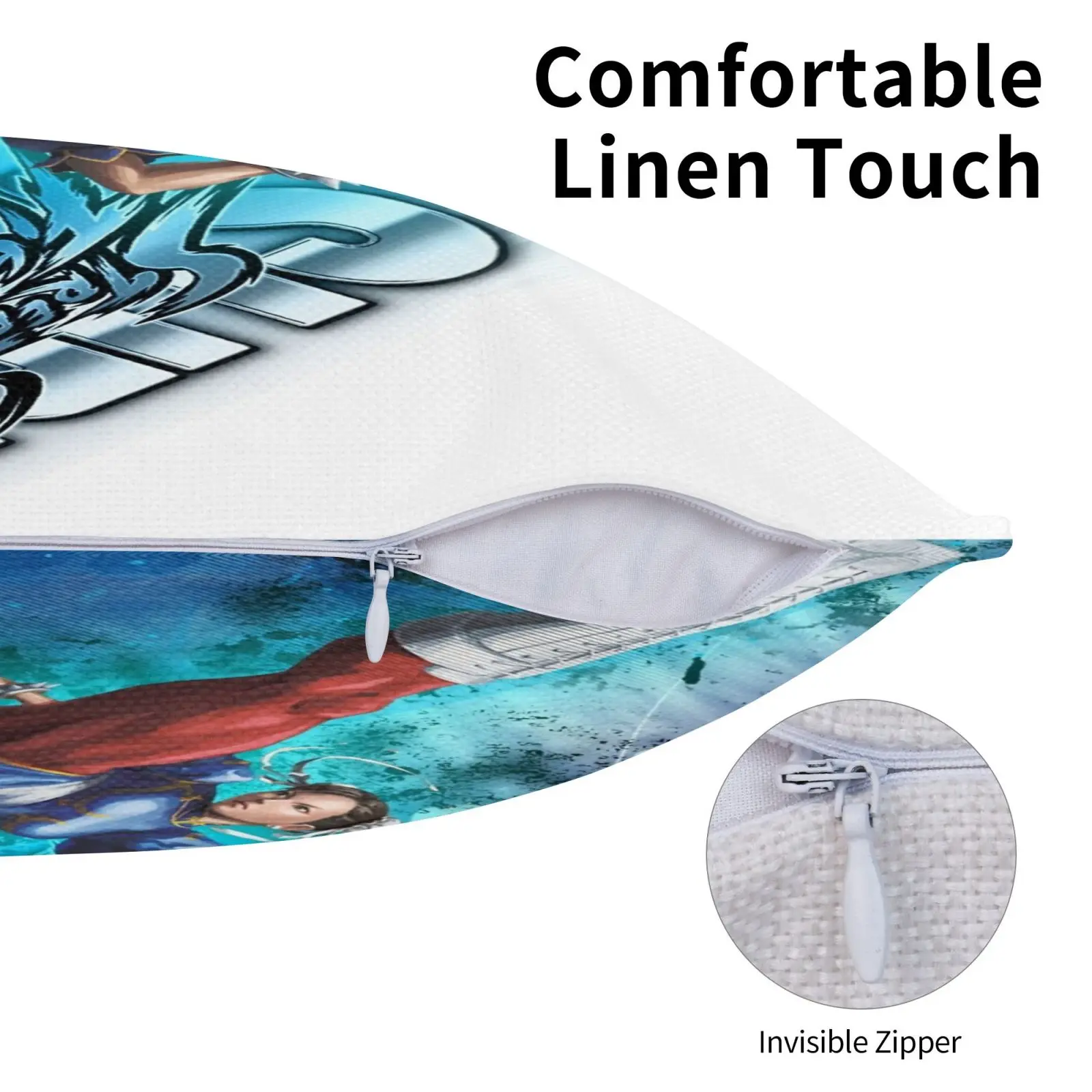 Наволочка Chun Li Super 4-гранж из хлопка и льна наволочка с надписью плюшевый помпон 4