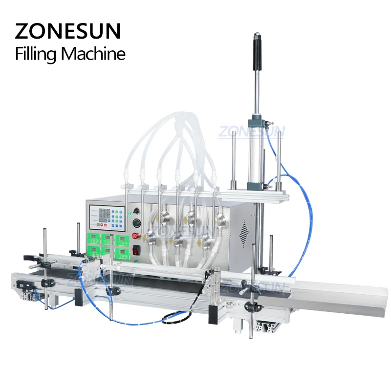 

ZONESUN ZS-DTMP6 Automatic Liquid Filling Machine Six Diving Nozzles Essential Oil Perfume Juice Magnetic Pump Bottle Jar Filler