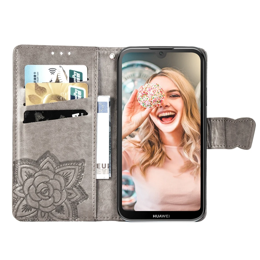 Флип чехол для телефона huawei y9 prime y6 y7 pro y5 2019 y 5 6 7 9 y92019 3d бабочка Шикарный из