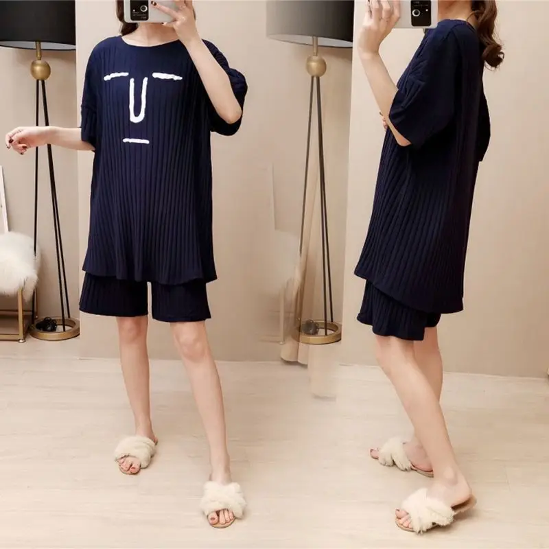 

100% Cotton Women Pajamas Sets Turn-down Neck Shirt+Pants Comfort Spring Sleeve Stripe Pyjamas Female Autumn Home Wear