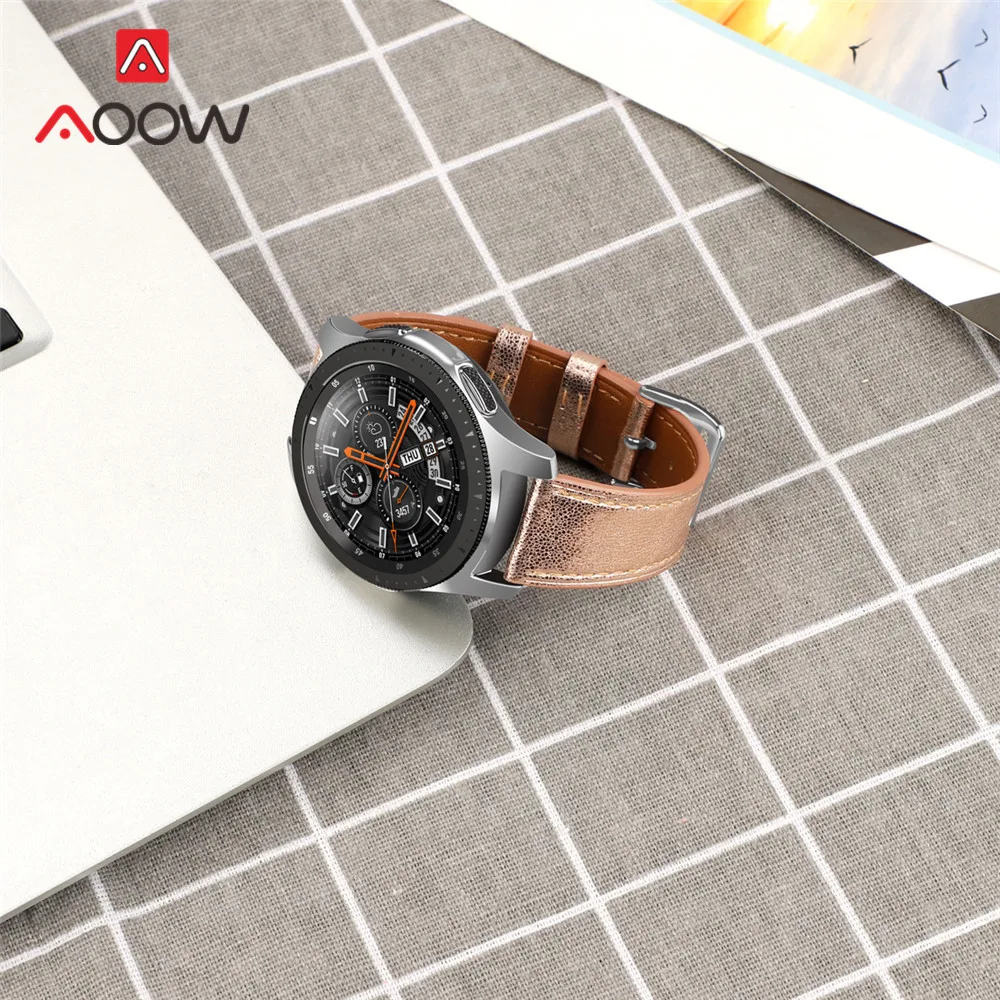 Ремешок из натуральной кожи для Samsung Galaxy Watch 46 мм Gear S3 Huawei GT браслет с цветочным