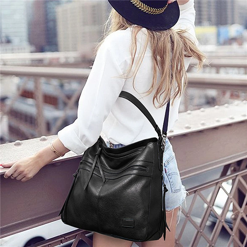 

Сумка на плечо женская из экокожи, саквояж на молнии с кисточками, вместительный чемоданчик кросс-боди в деловом стиле, повседневный тоут на...