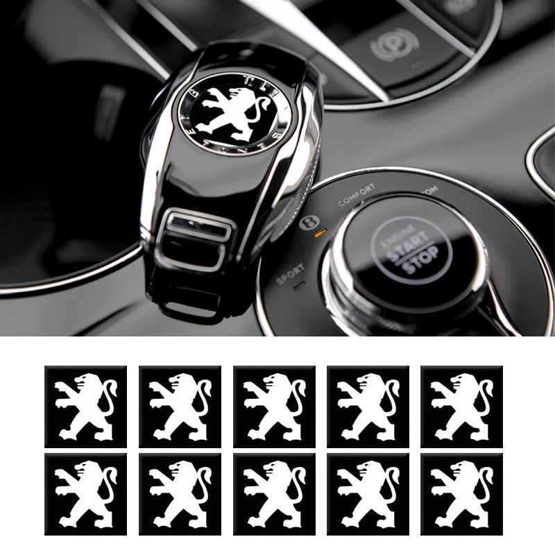 

10pcs Emblem Logo Car Key Sticker Shell Remote Fob Decals for Peugeot 107 108 206 207 208 301 307 308 407 408 508 2008 3008 4008