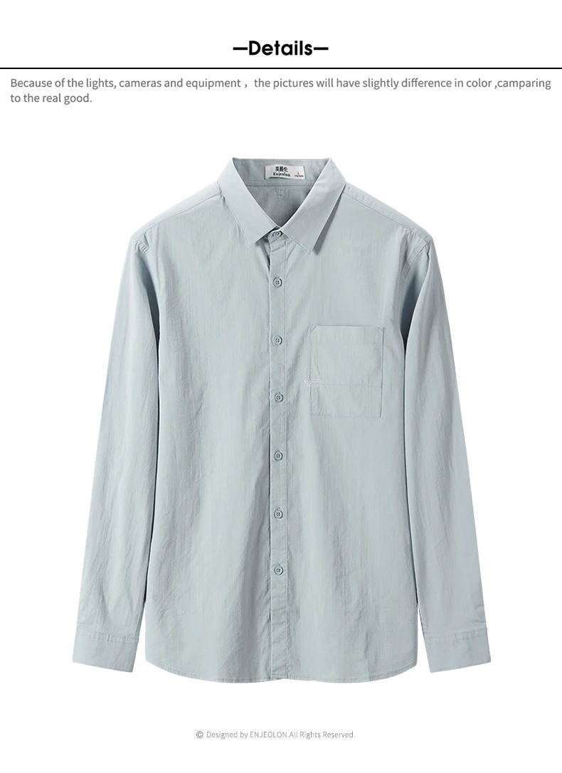 Enjeolon, Осень-зима, мужские повседневные рубашки, Camisa Masculina, длинный рукав, отложной воротник, рубашка, модная одежда, CX2541-1