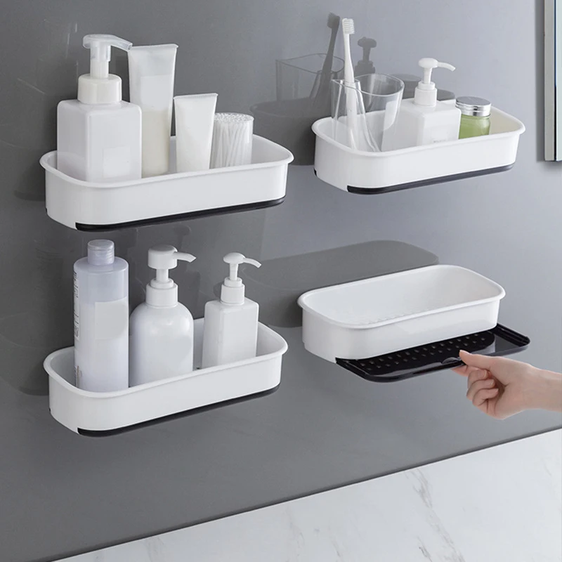 

Новый настенный ящик для хранения со съемным сливным лотком, треугольные/квадратные полки, держатель, стойка-органайзер для кухни и ванной ...