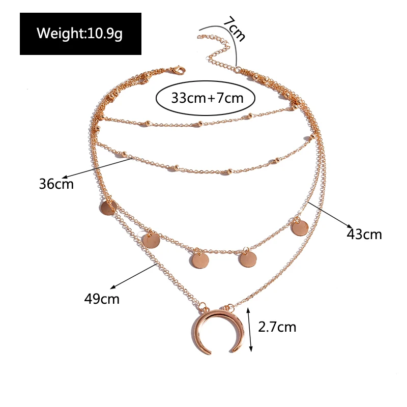 

StatementMultilayer Tassel Moon Crescent Necklaces for Women Girl Circle Coin Choker Necklaces Pendants Jewelry