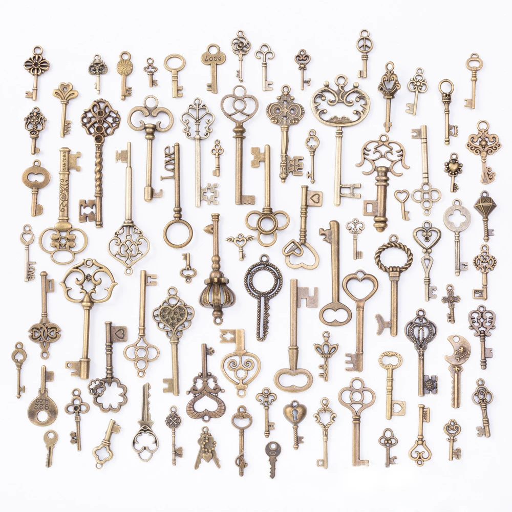 37 80 шт смешанные цвета ключ подвеска под бронзу старину кулон Пандоре