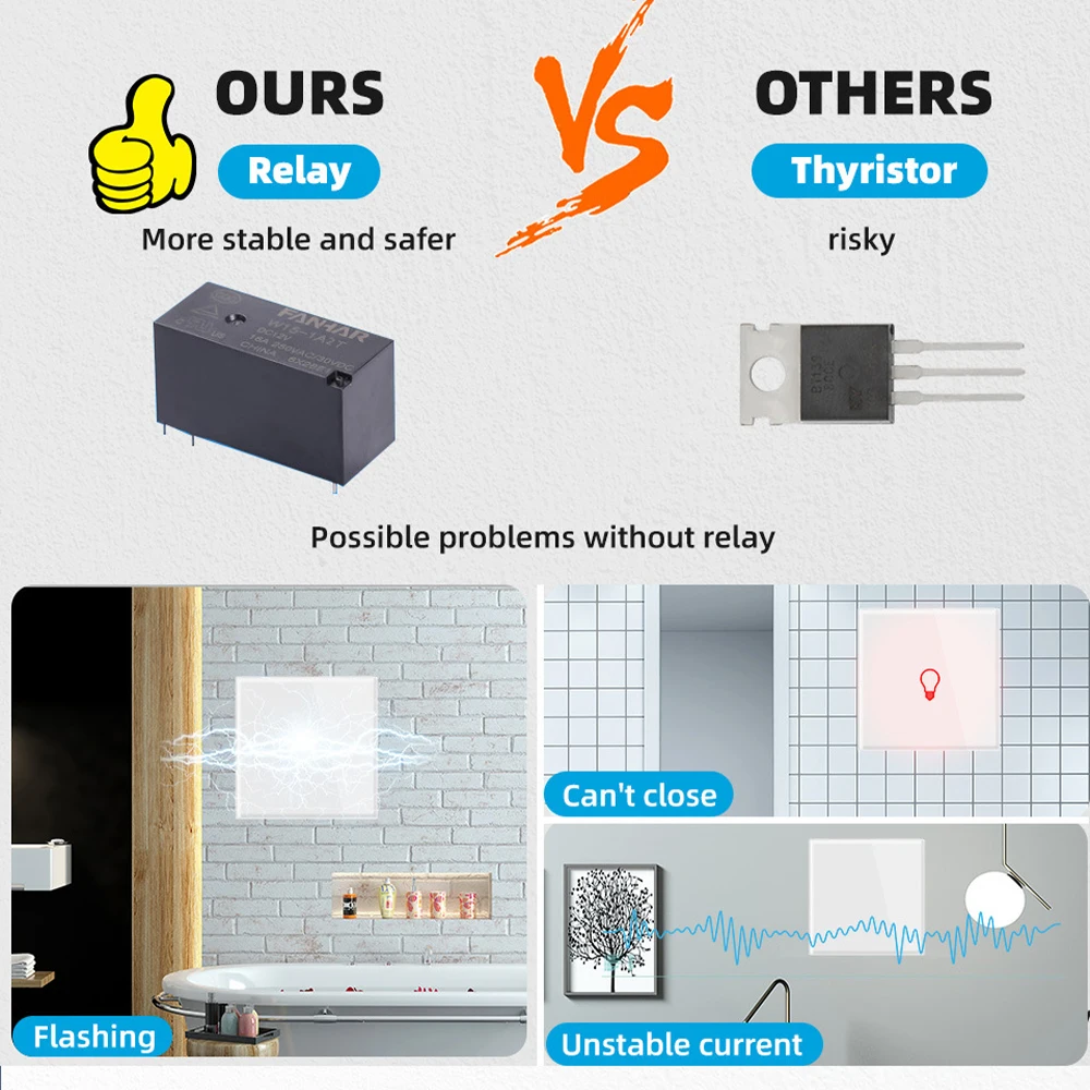

WIFI Smart Touch Switch 110V-240V Smart Life 1/2/3 Gang Wall Light Switch Panel For Google Home Tuya WiFi For Amazon Alexa